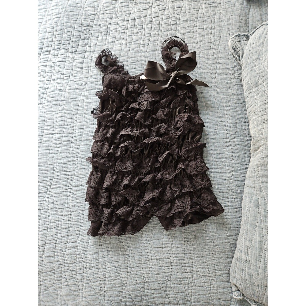 Think Pink Bows‎ Baby Girl Ruffle Lace Romper Black Special Occasion Outfit